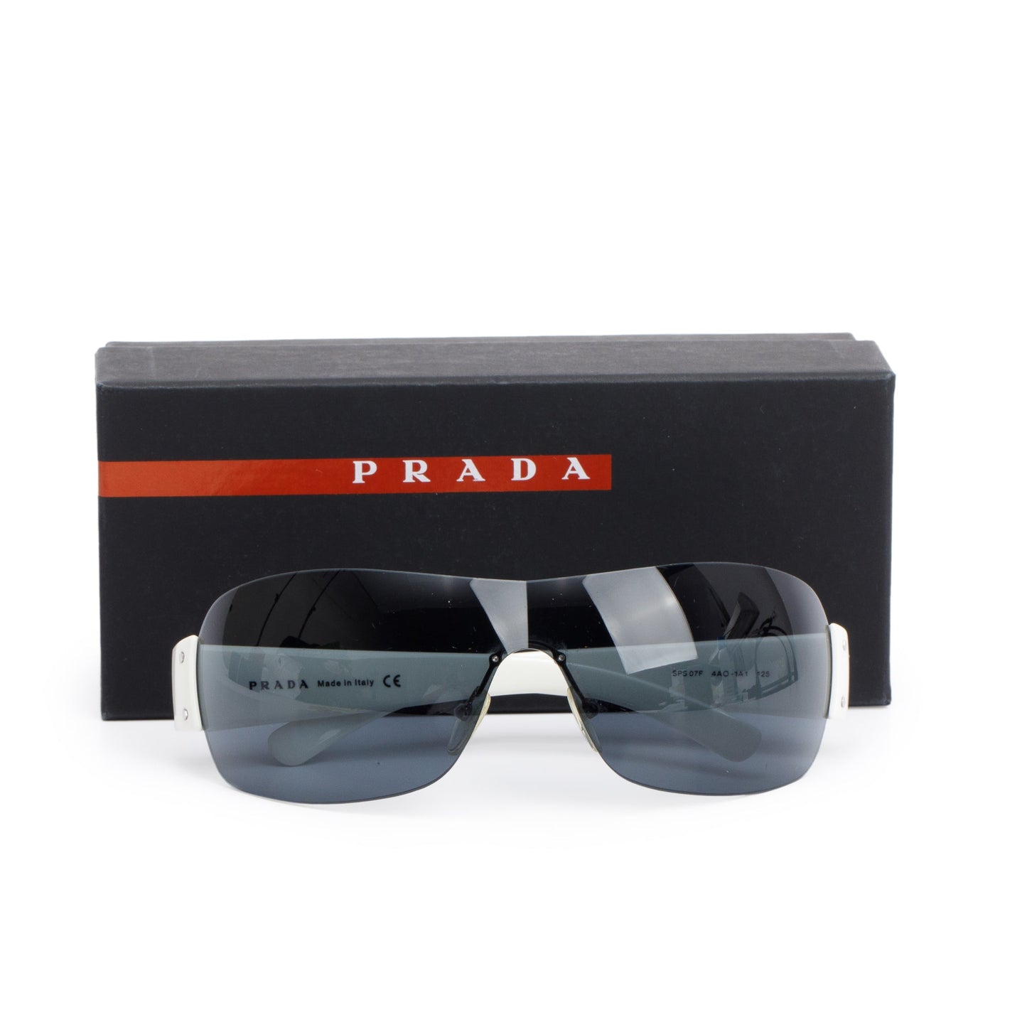 Prada SPS 07F White Acetate Shield Sunglasses