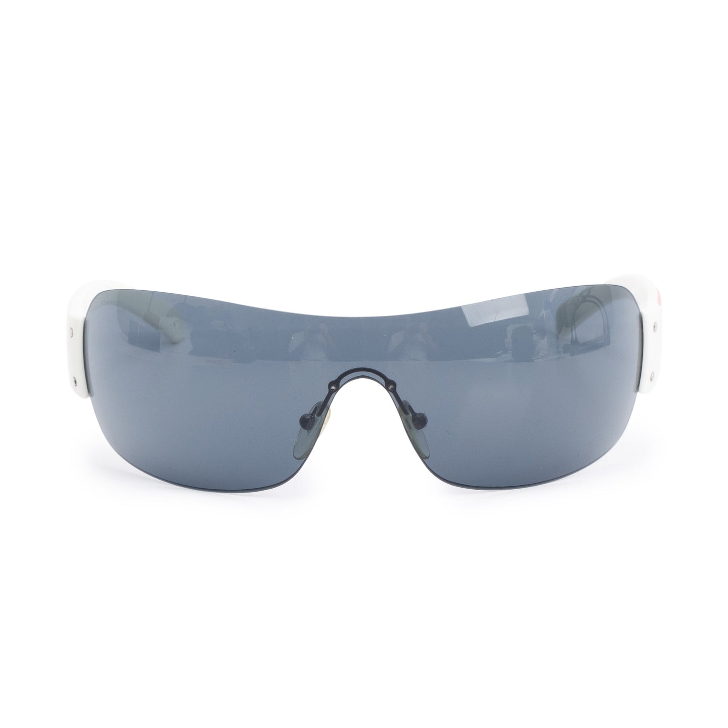 Prada SPS 07F White Acetate Shield Sunglasses