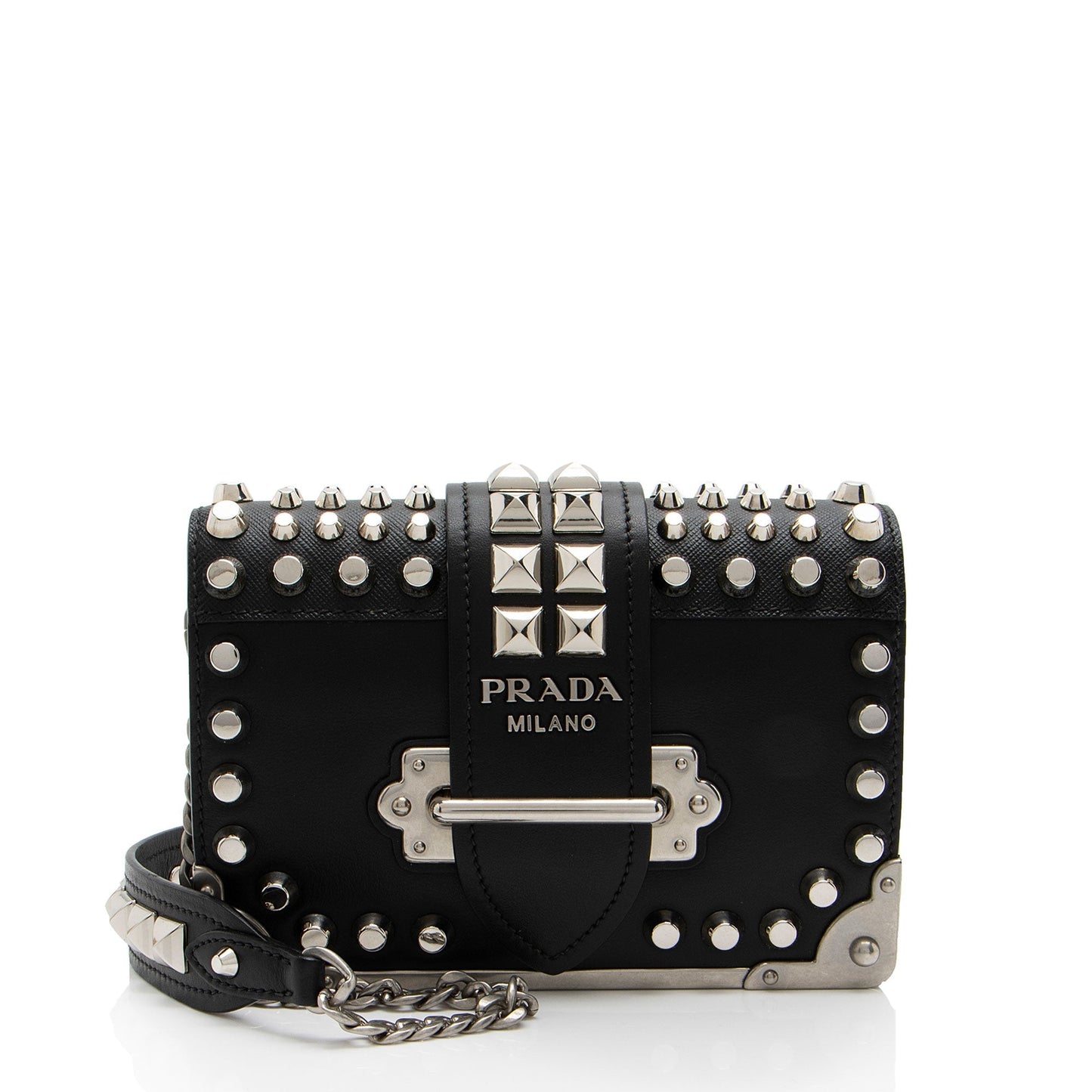 Prada Saffiano Calfskin Studded Cahier Crossbody (SHF-Cf2bbw)
