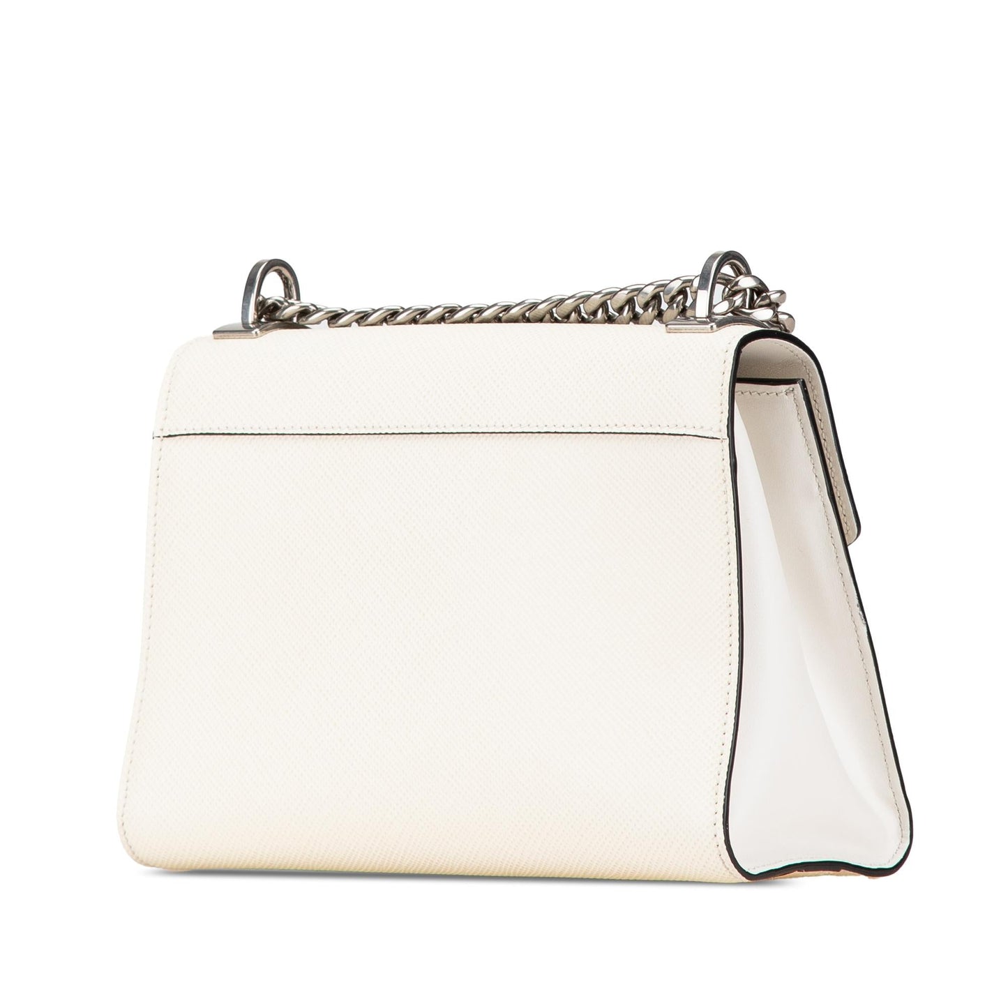 Prada Saffiano Cuir Monochrome Robot Patches Envelope Chain Flap