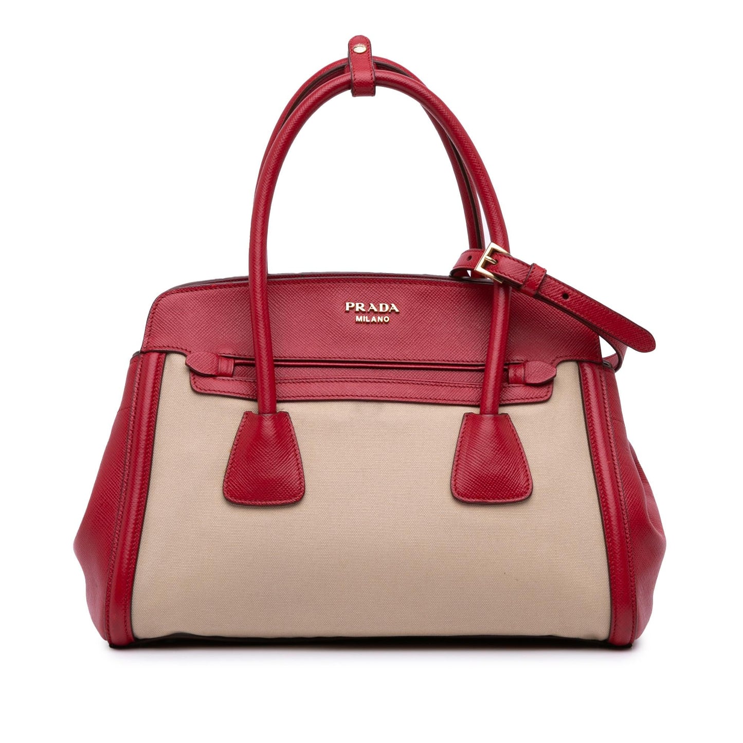 Prada Saffiano Cuir Trimmed Canapa Satchel