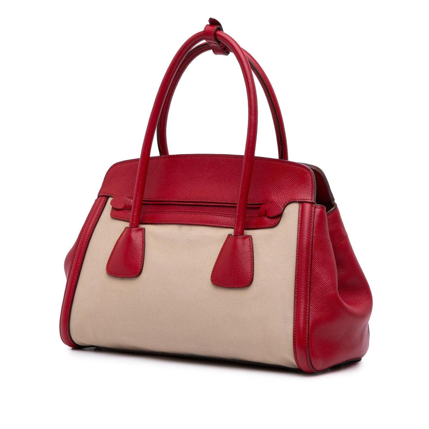 Prada Saffiano Cuir Trimmed Canapa Satchel