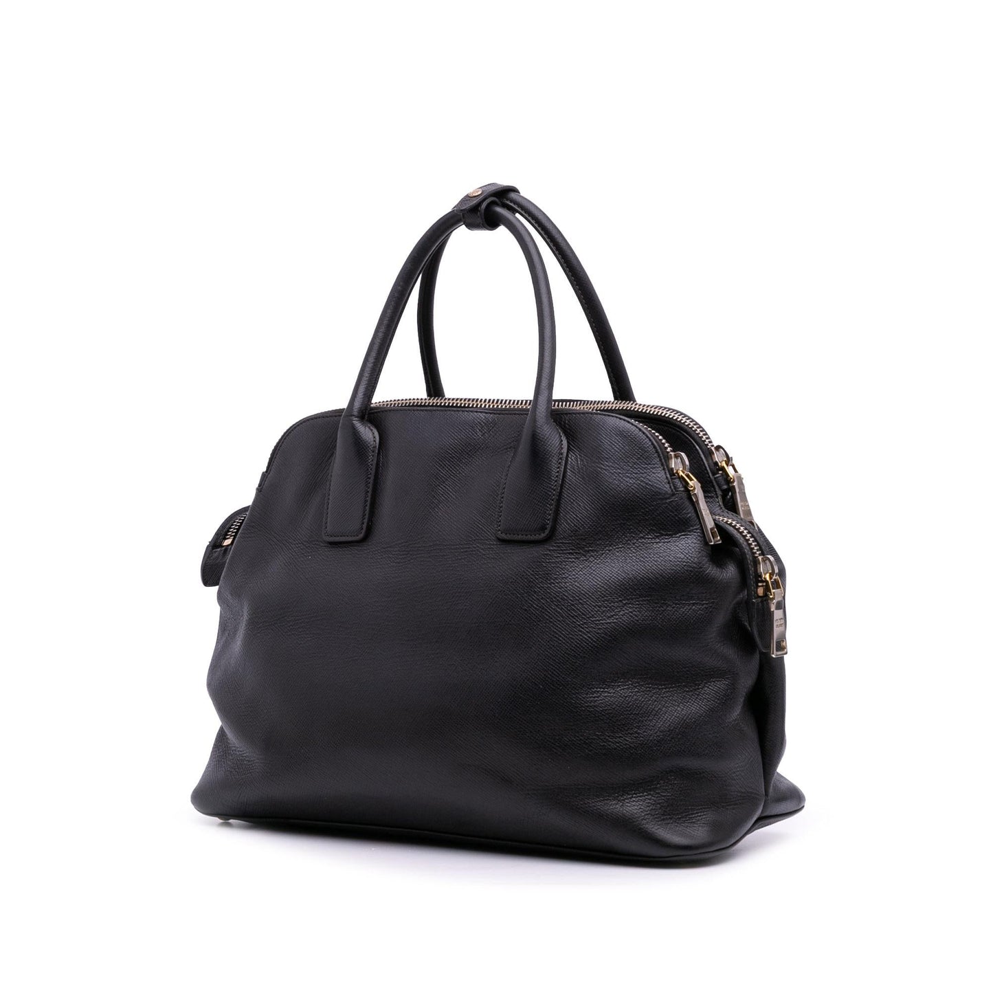 Prada Saffiano Cuir Triple Zip Dome Top Handle Bag