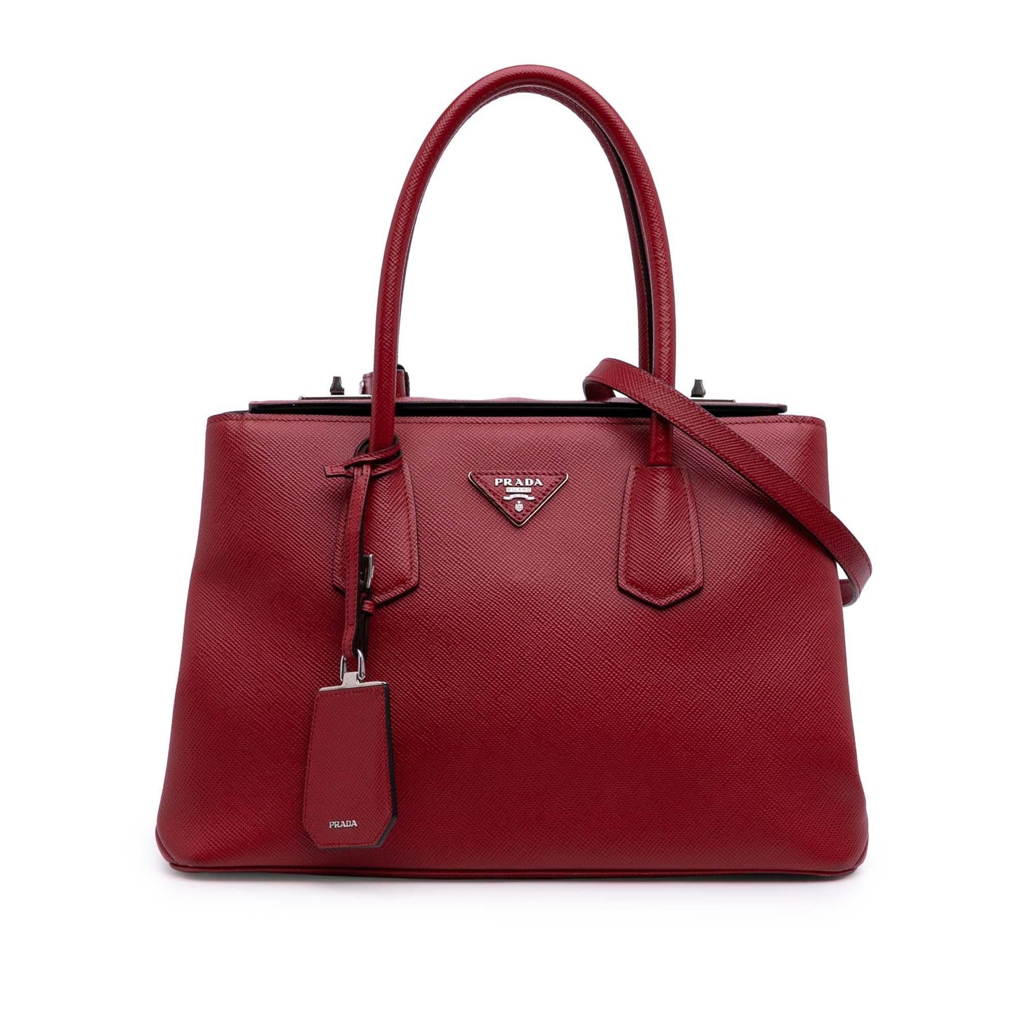 Prada Saffiano Cuir Turnlock Twin Satchel