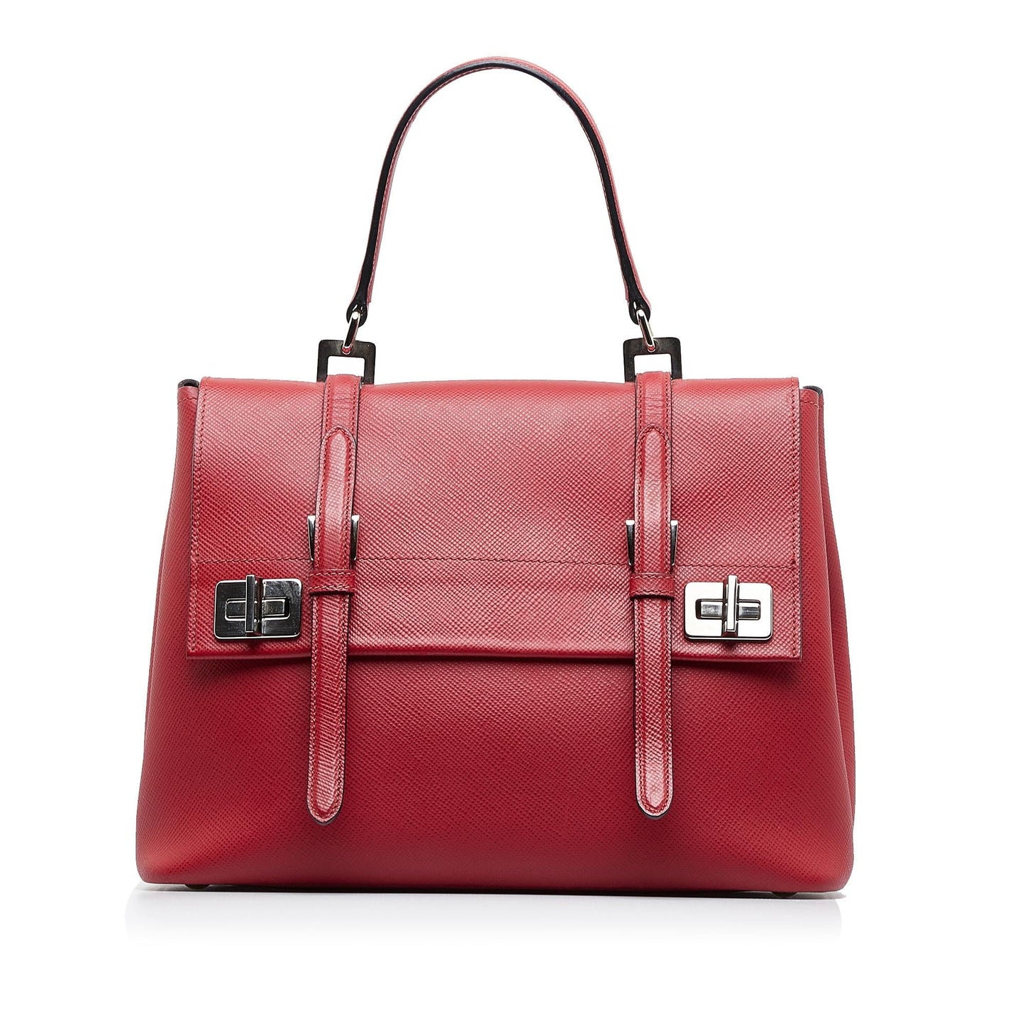Prada Saffiano Double Turnlock Satchel (SHG-R9sQWs)