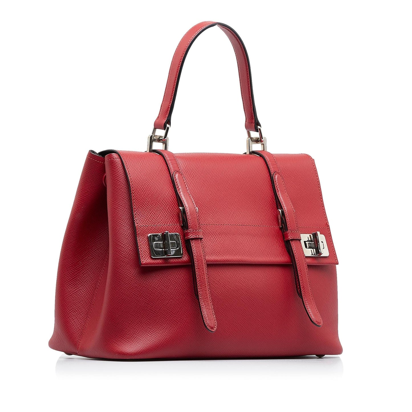Prada Saffiano Double Turnlock Satchel (SHG-R9sQWs)