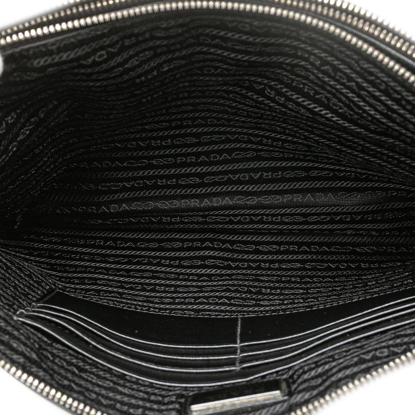 Prada Saffiano Double Zip Clutch