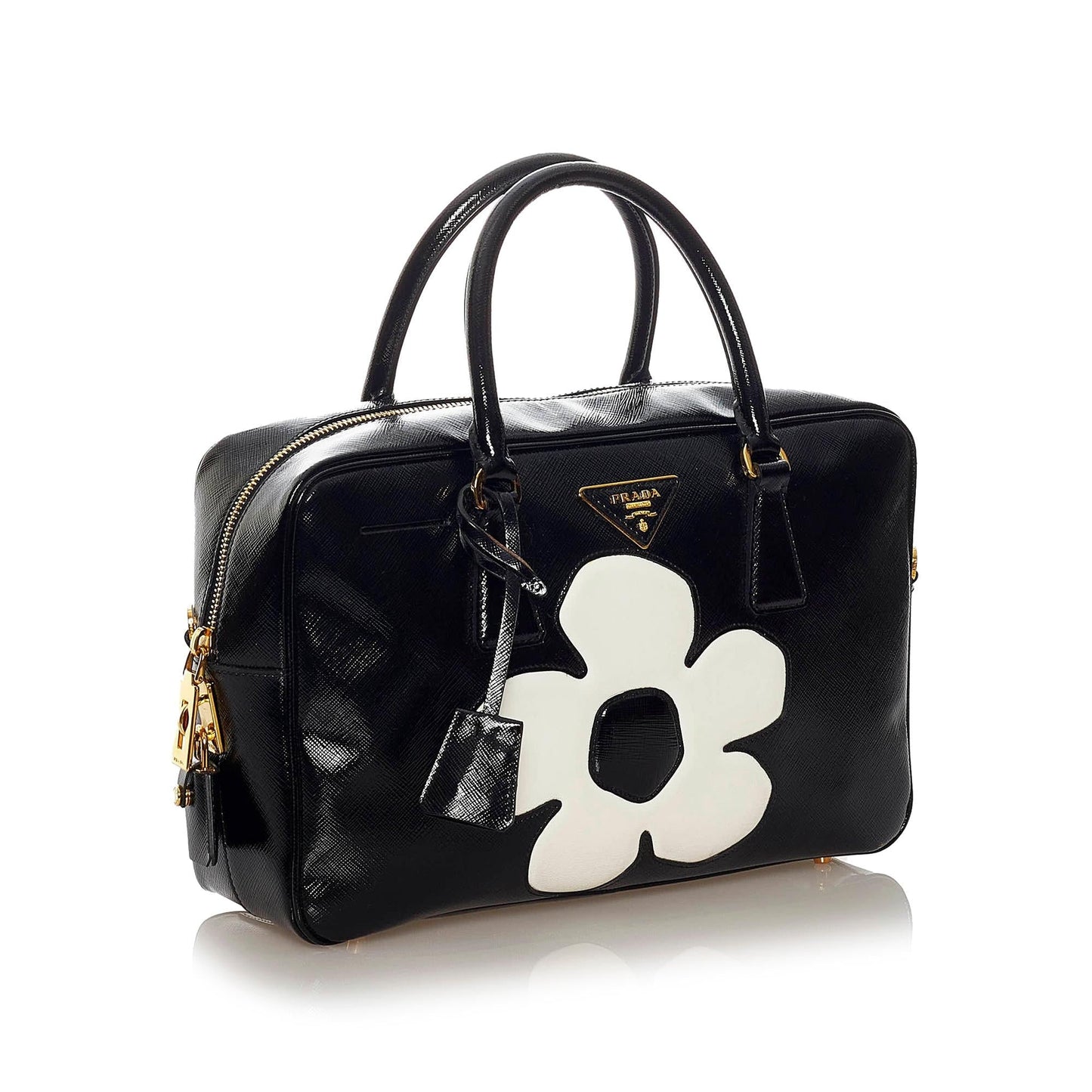 Prada Saffiano Flower Satchel (SHG-28160)