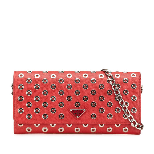 Prada Saffiano Grommet Wallet On Chain