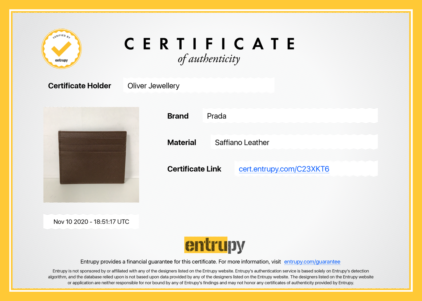 Prada Saffiano Leather Card Holder