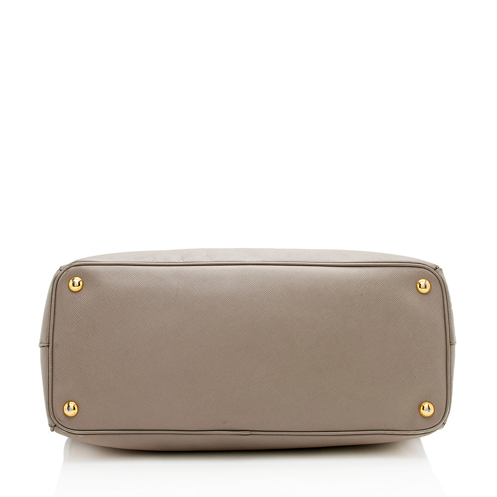 Prada Saffiano Leather Lux Double-Zip Medium Tote (SHF-12527)