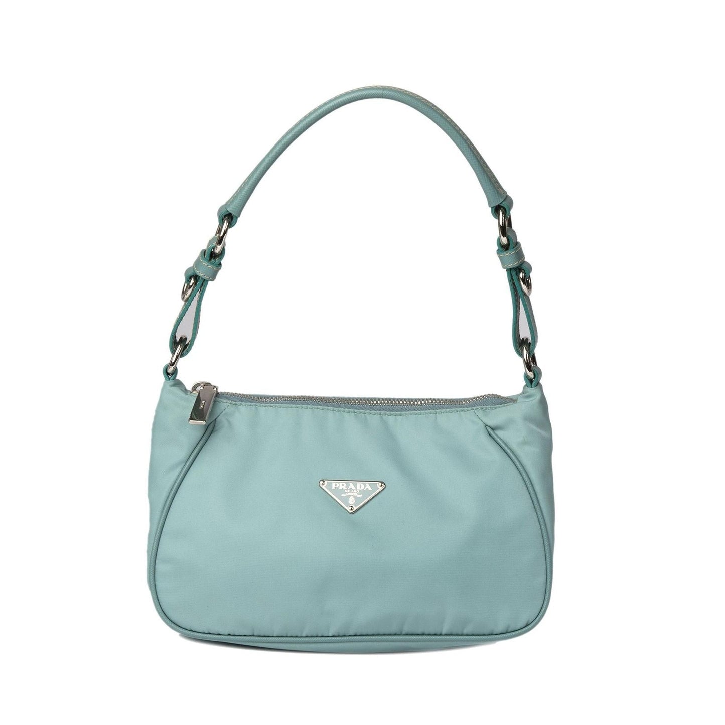 Prada Saffiano Leather Trimmed Tessuto Nylon Shoulder Bag