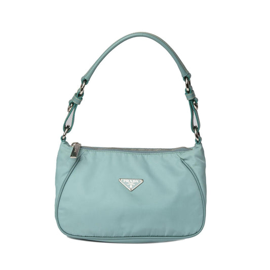 Prada Saffiano Leather Trimmed Tessuto Nylon Shoulder Bag