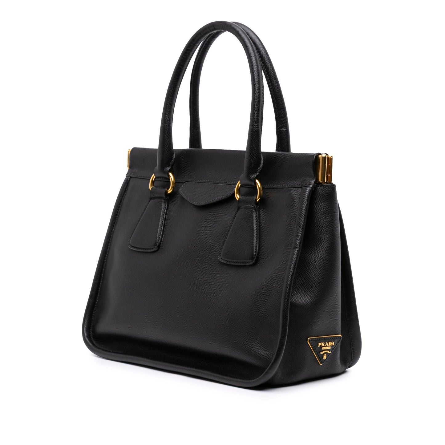 Prada Saffiano Lucido Top Handle Frame Tote
