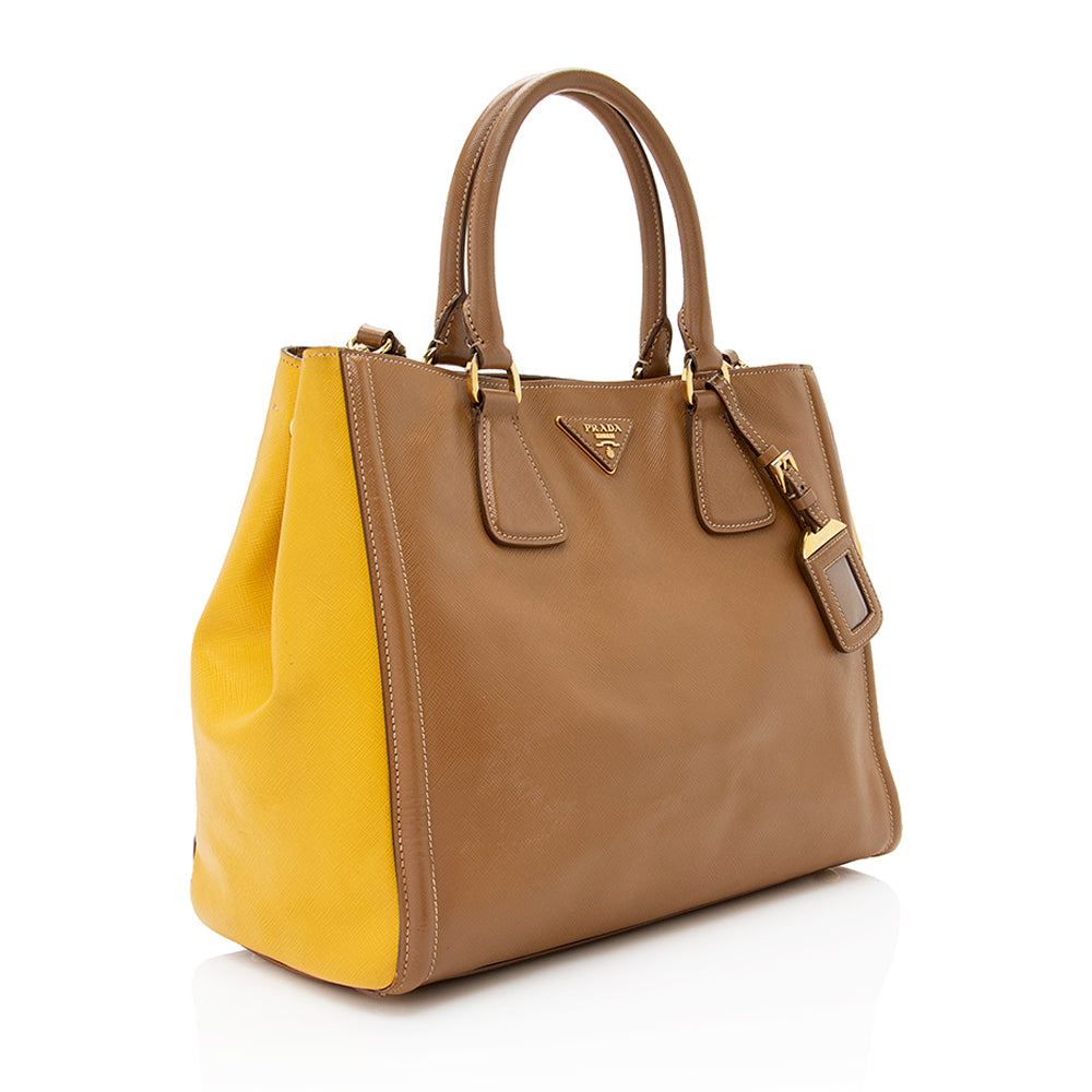 Prada Saffiano Lux Bi-color Medium Tote (SHF-19540)
