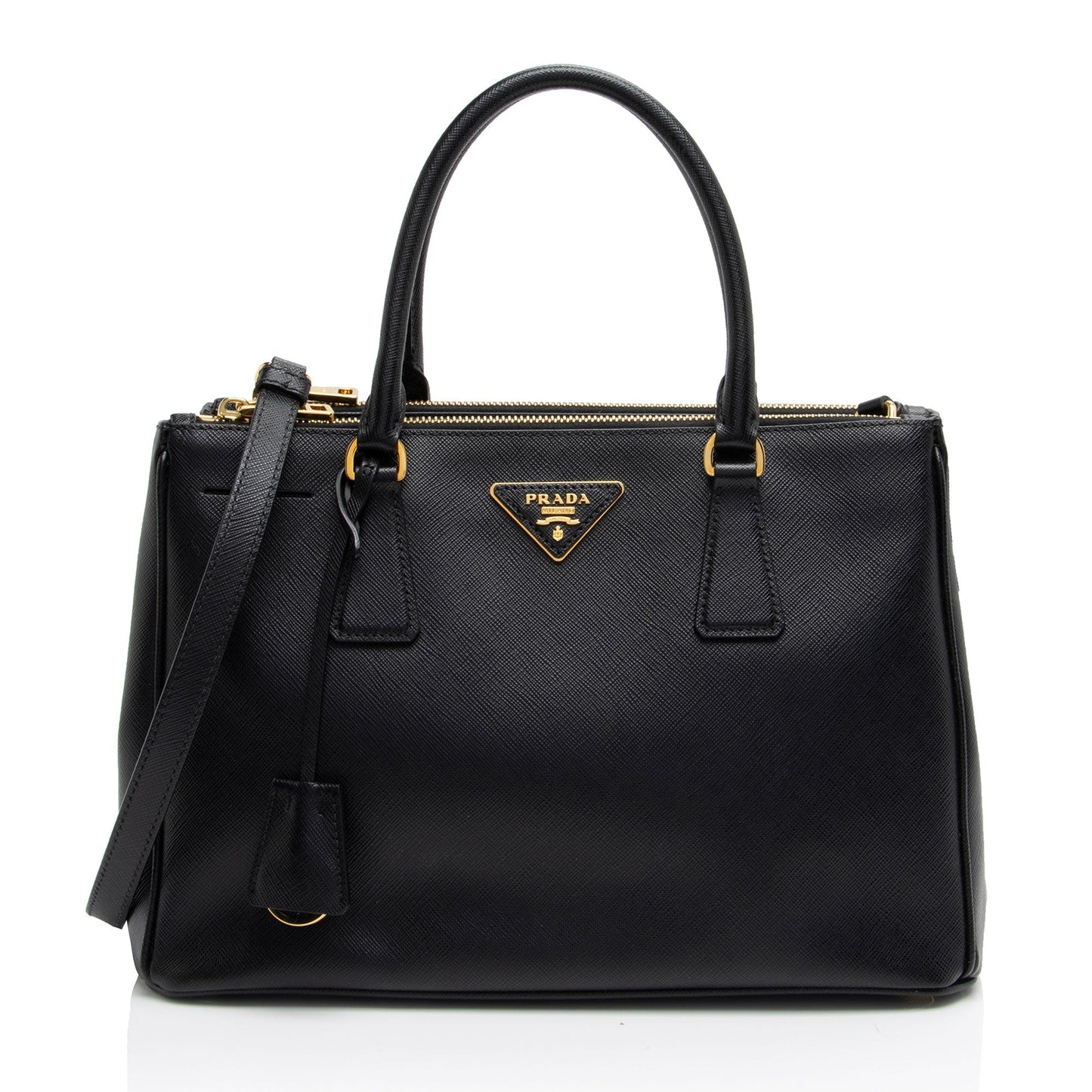 Prada Saffiano Lux Double Zip Small Tote (SHF-lqv9hG)