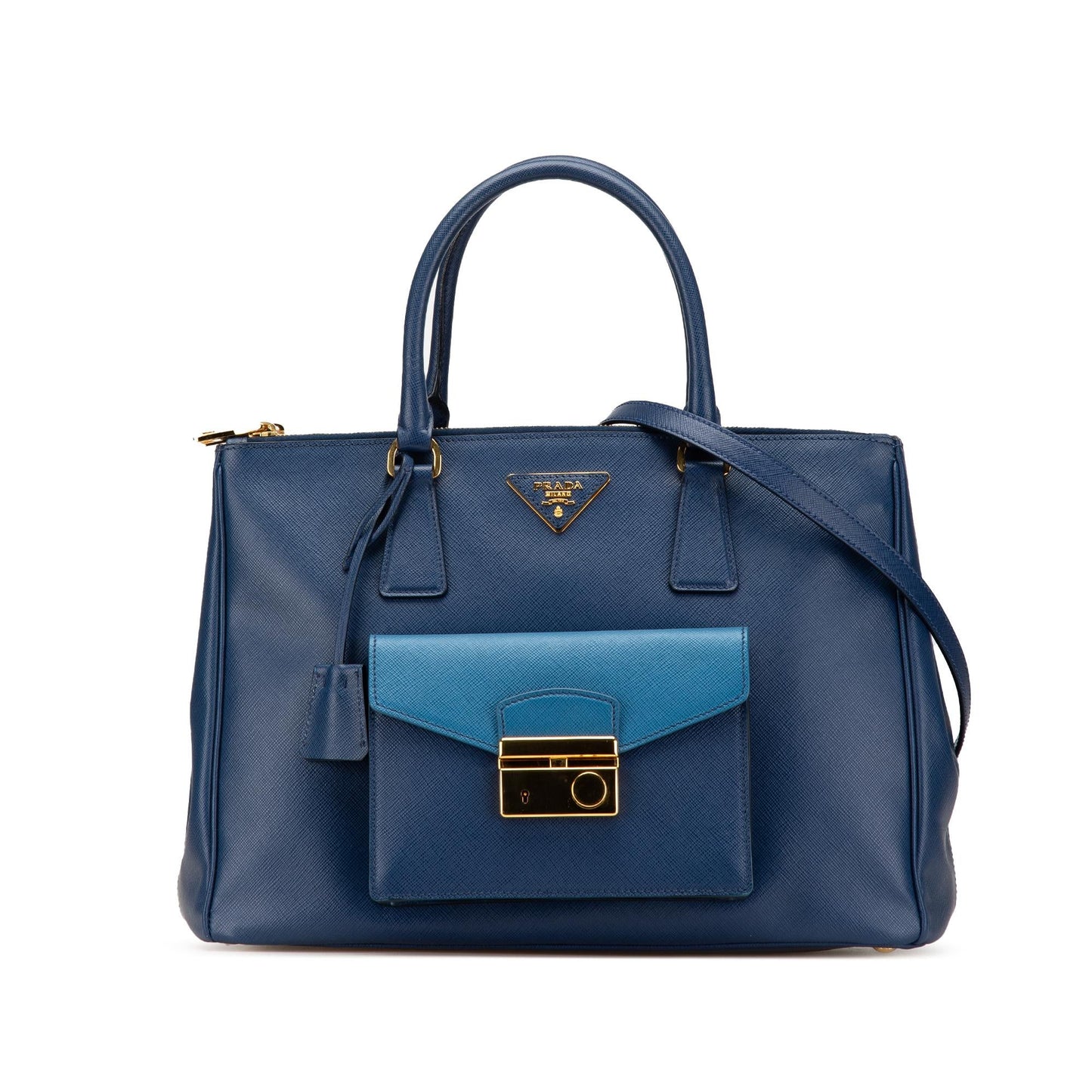 Prada Saffiano Lux Galleria Double Zip Front Pocket Satchel