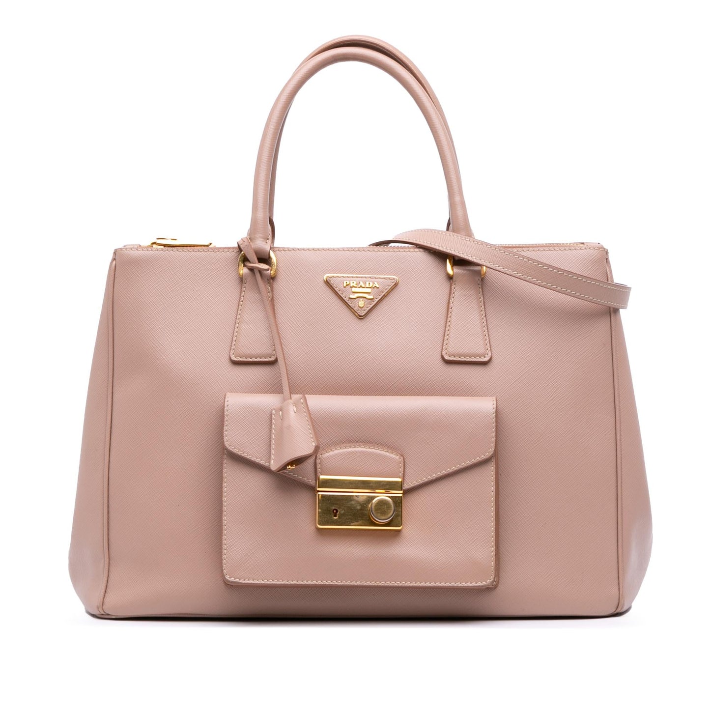 Prada Saffiano Lux Galleria Double Zip Front Pocket Satchel