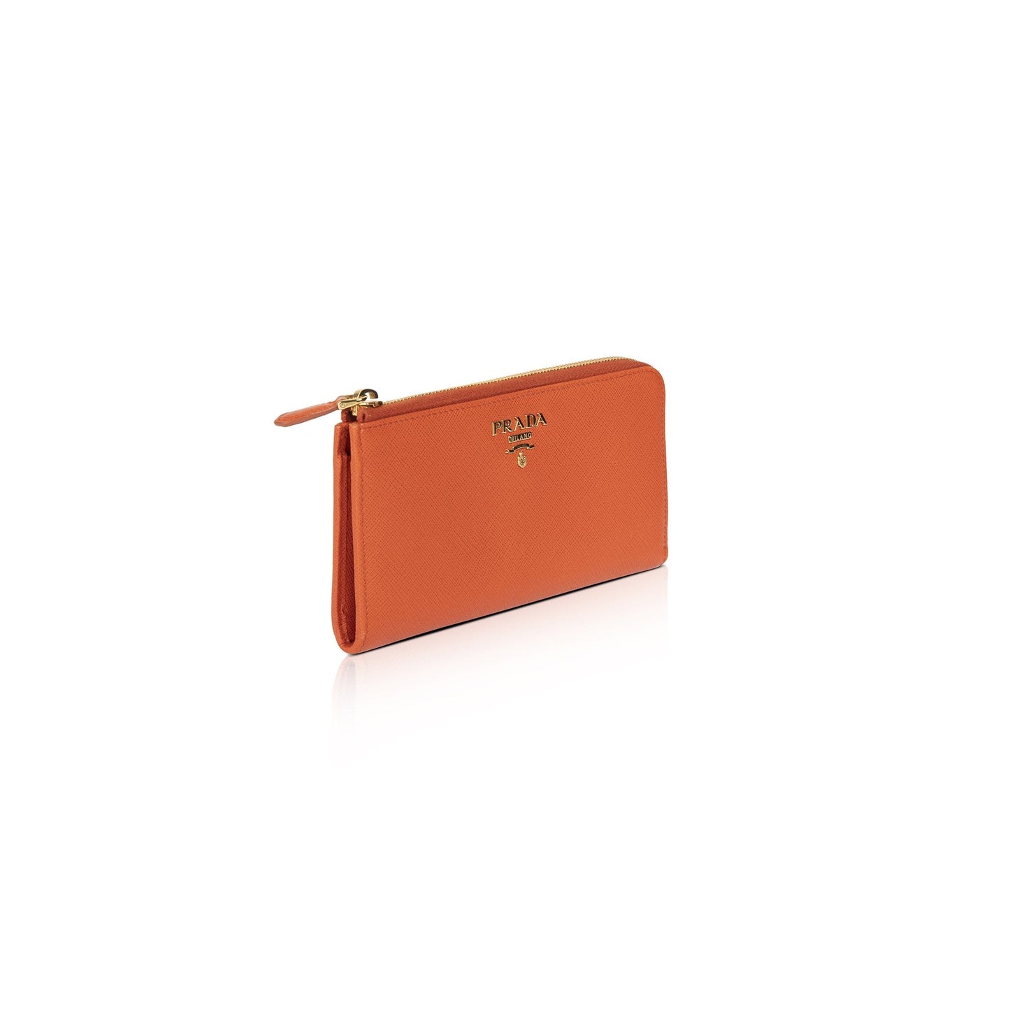 Prada Saffiano Lux Half Zip Wallet