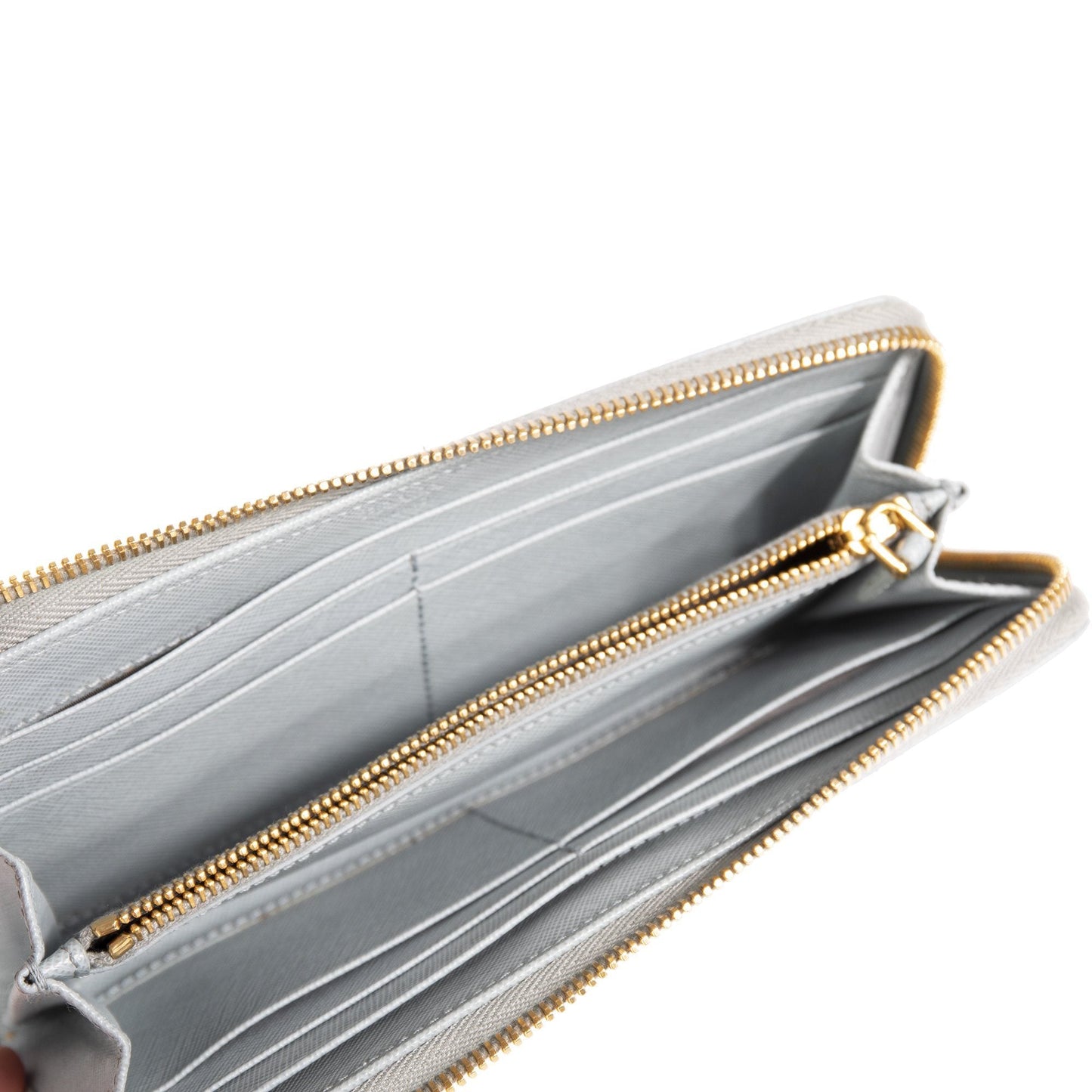 Prada Saffiano Lux Half Zip Wallet