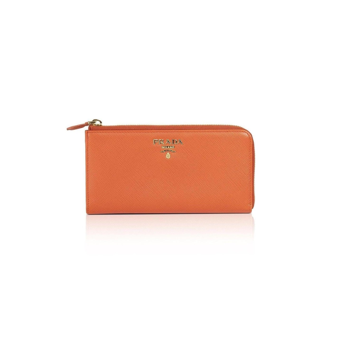Prada Saffiano Lux Half Zip Wallet