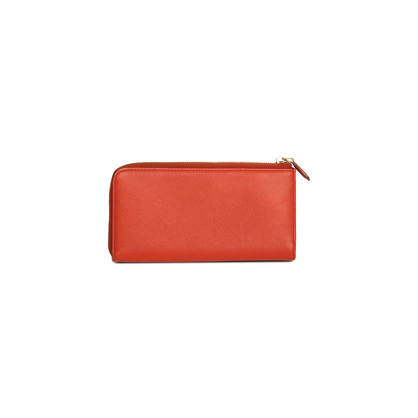 Prada Saffiano Lux Leather Half Zip Continental Wallet