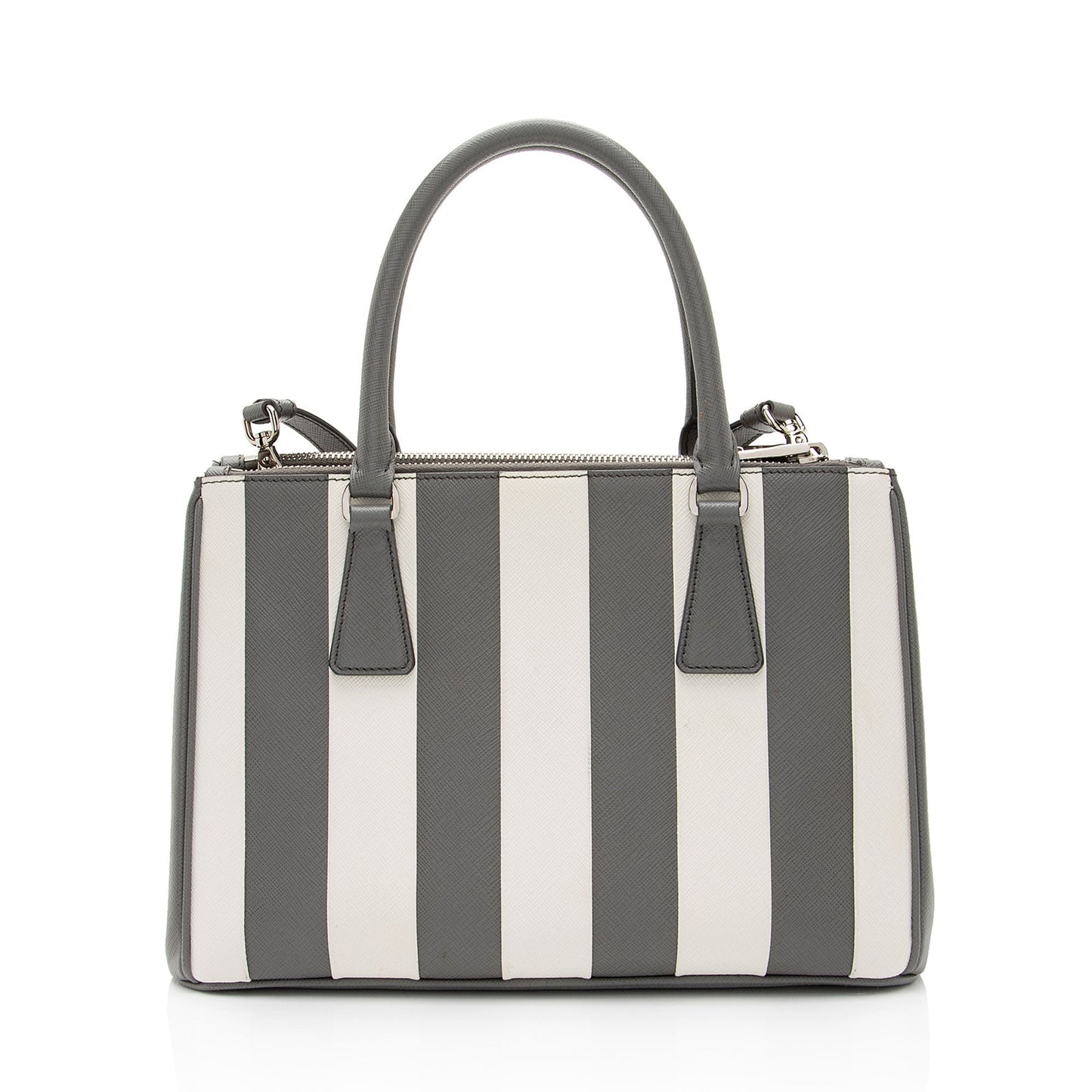 Prada Saffiano Lux Striped Double Zip Small Tote (SHF-Bg3TLJ)