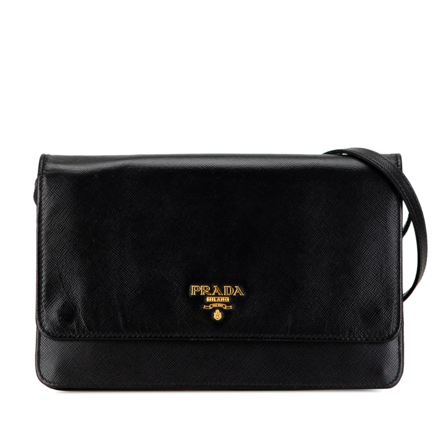Prada Saffiano Metal Flap Wallet With Strap (SHG-ZhBfXD)