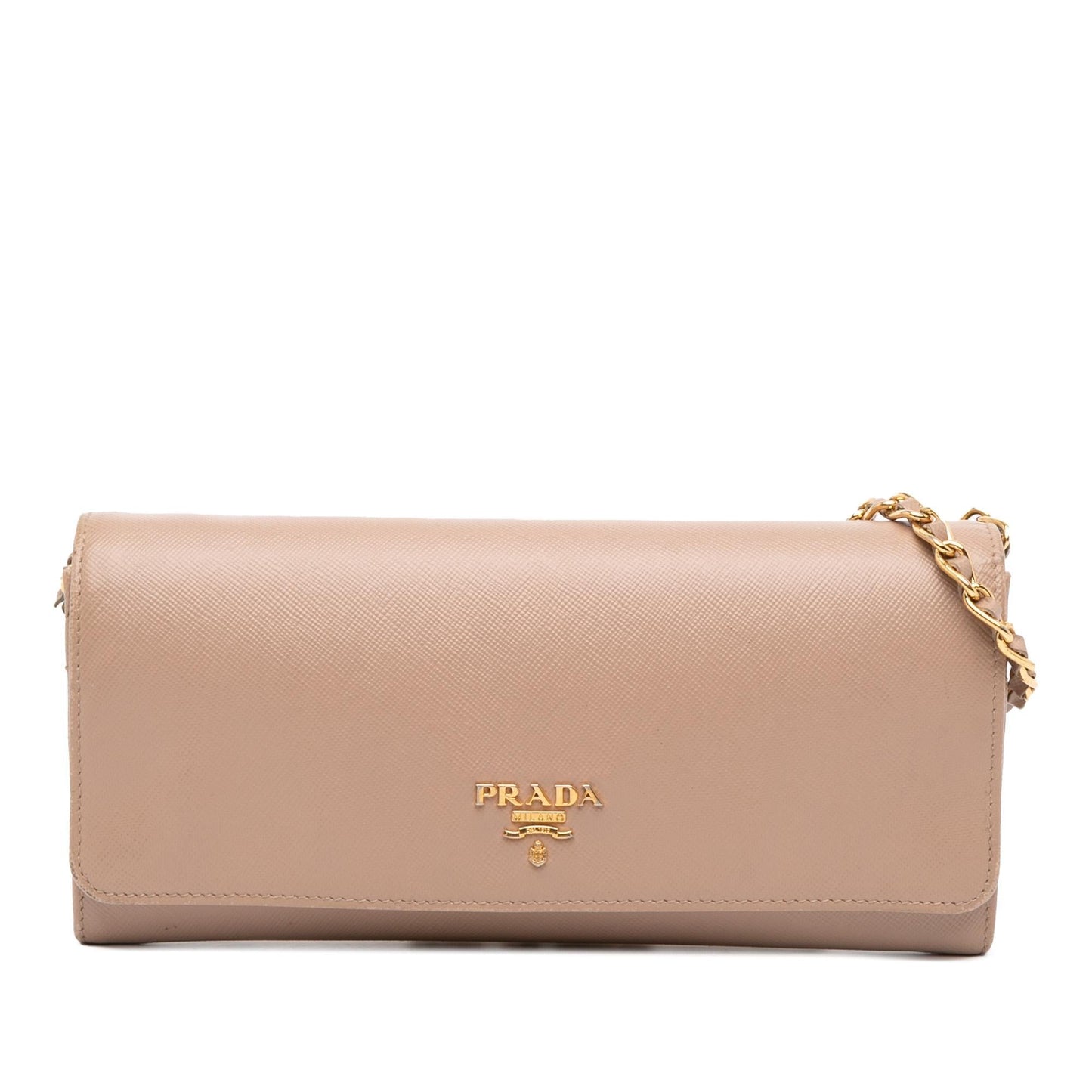 Prada Saffiano Metal Oro Chain Wallet