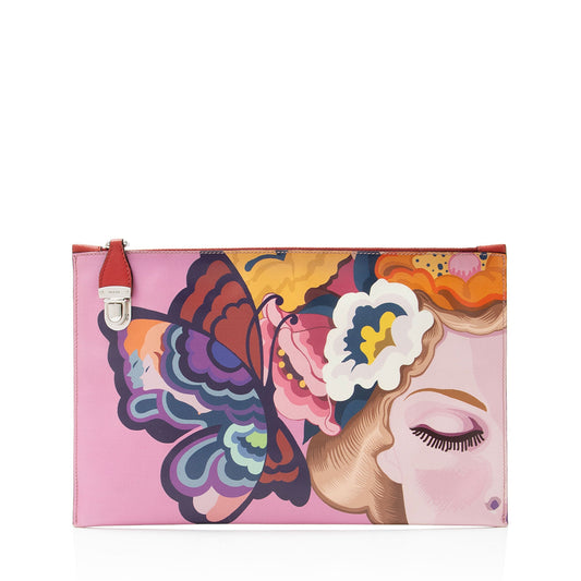 Prada Saffiano Rosso dis Butterfly Clutch