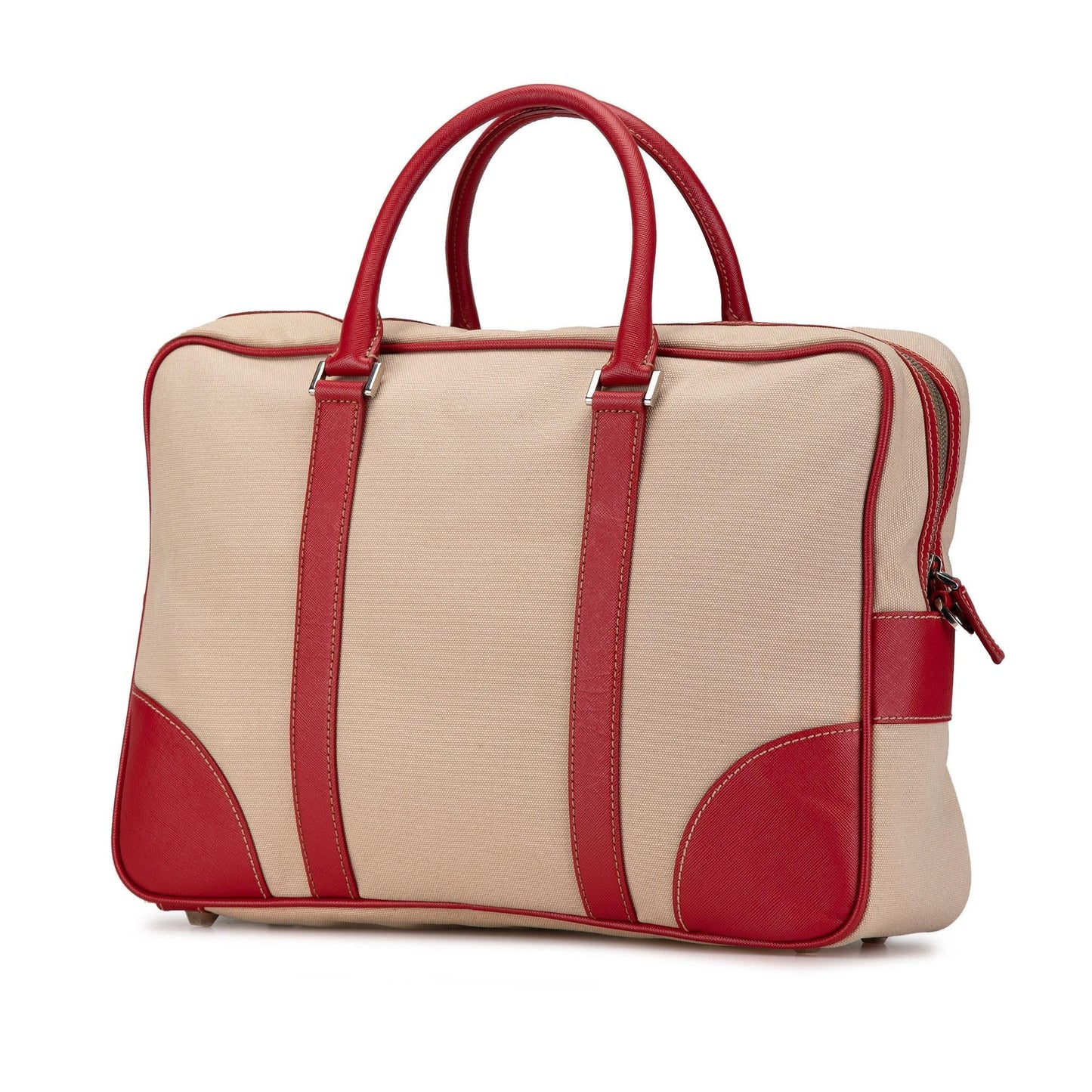 Prada Saffiano Trimmed Canvas Briefcase (SHG-hGtCFn)