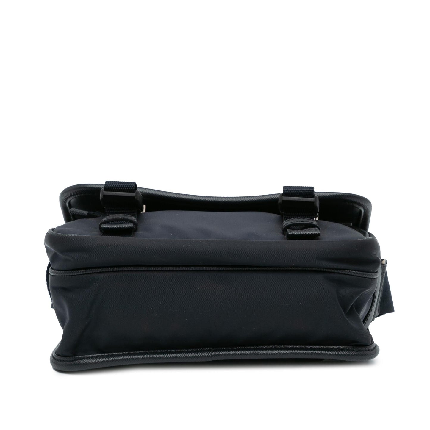 Prada Saffiano Trimmed Double Buckle Messenger Bag