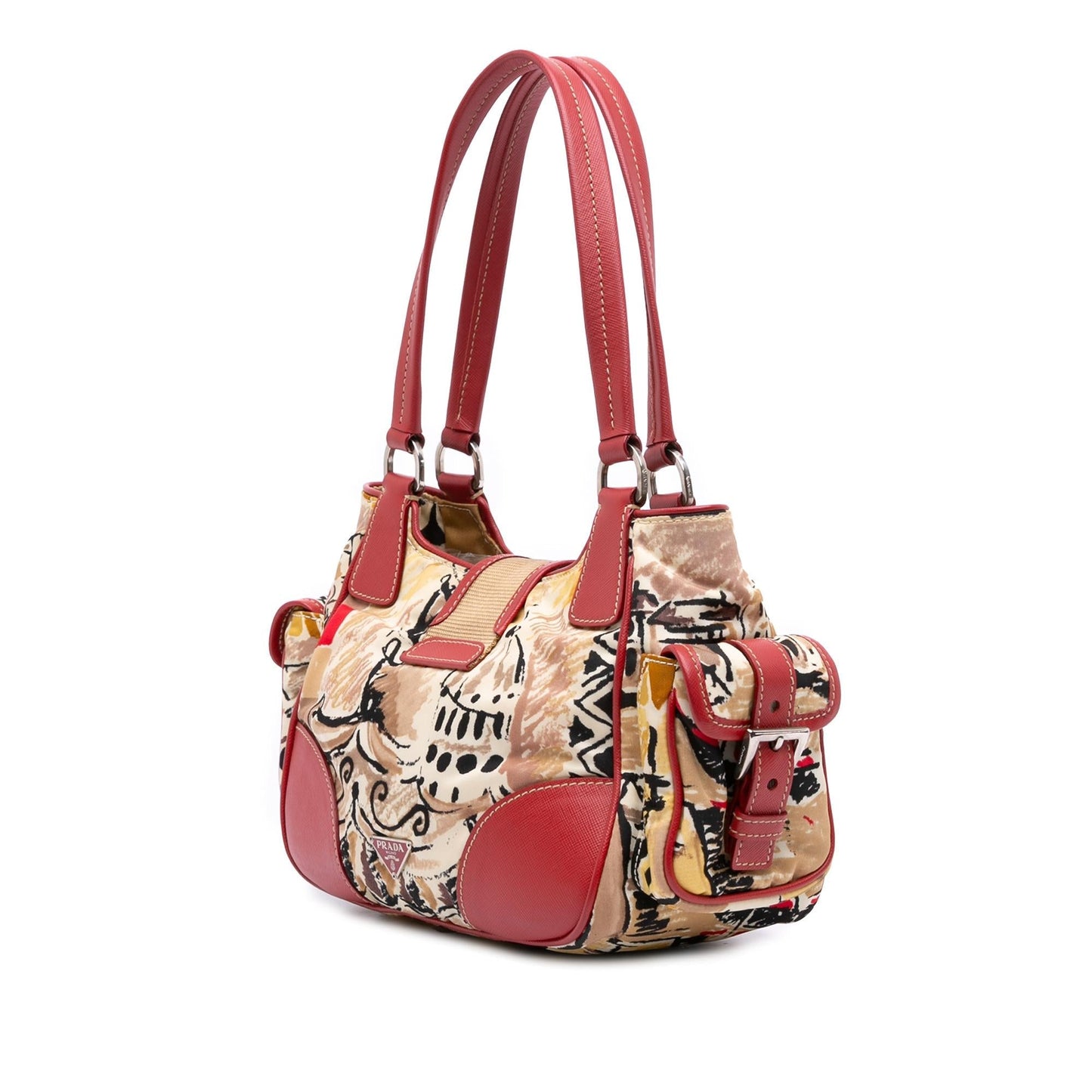 Prada Saffiano Trimmed Printed Canvas Venice Shoulder Bag