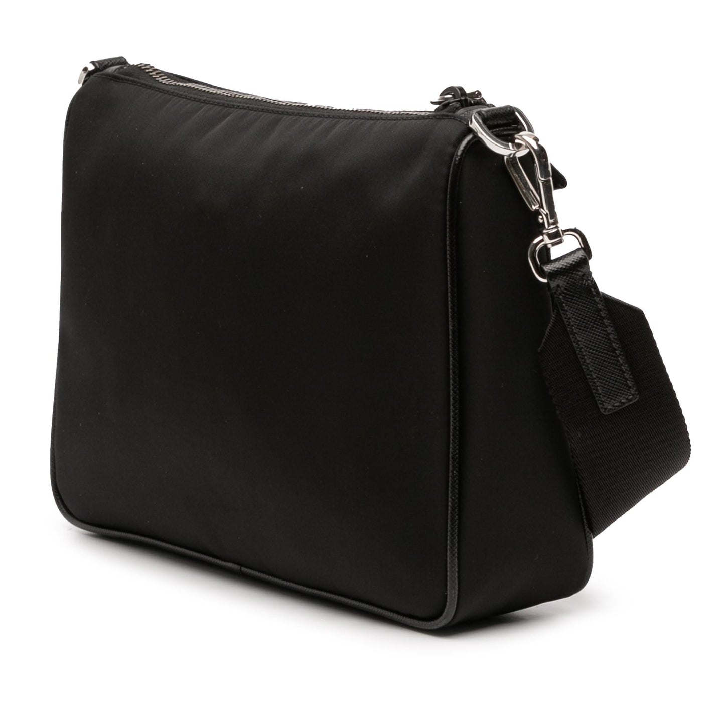 Prada Saffiano Trimmed Re Nylon Zip Top Crossbody