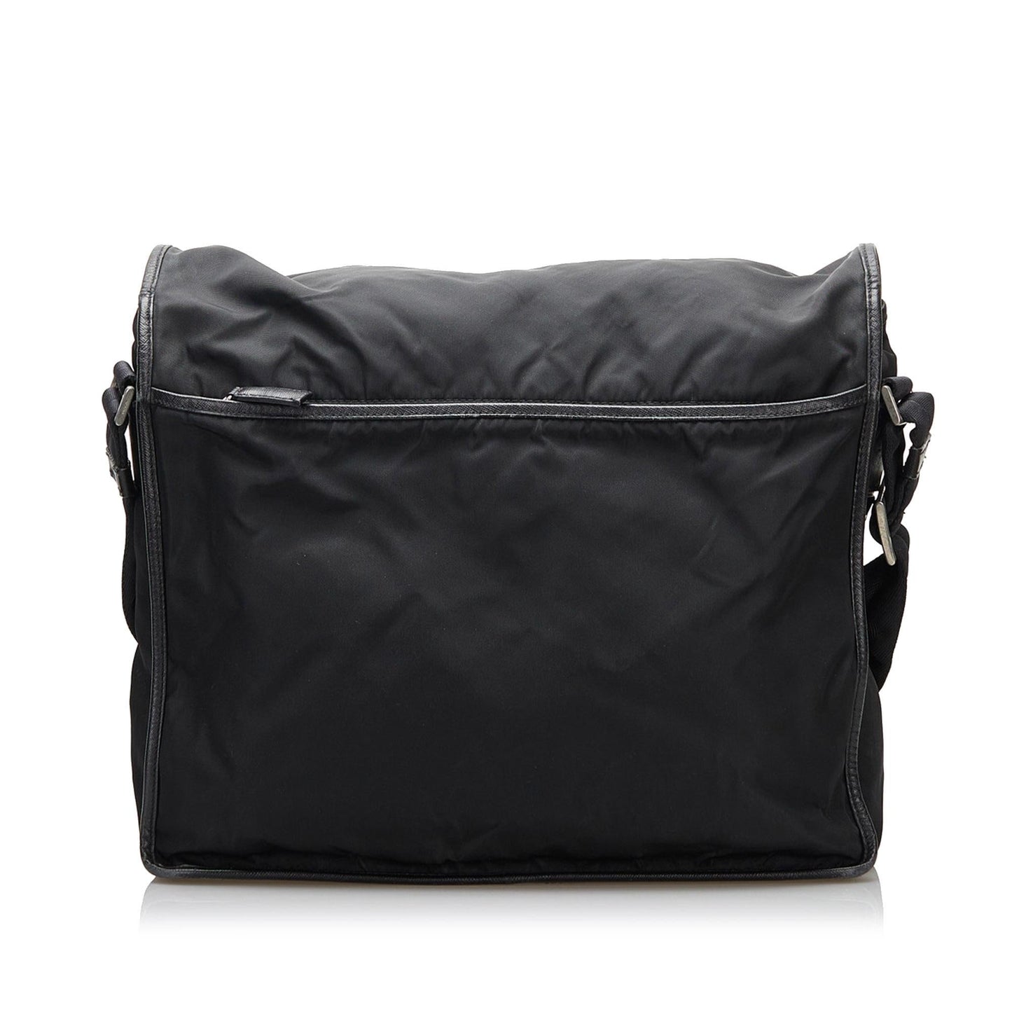 Prada Saffiano-Trimmed Tessuto Crossbody Bag (SHG-36637)