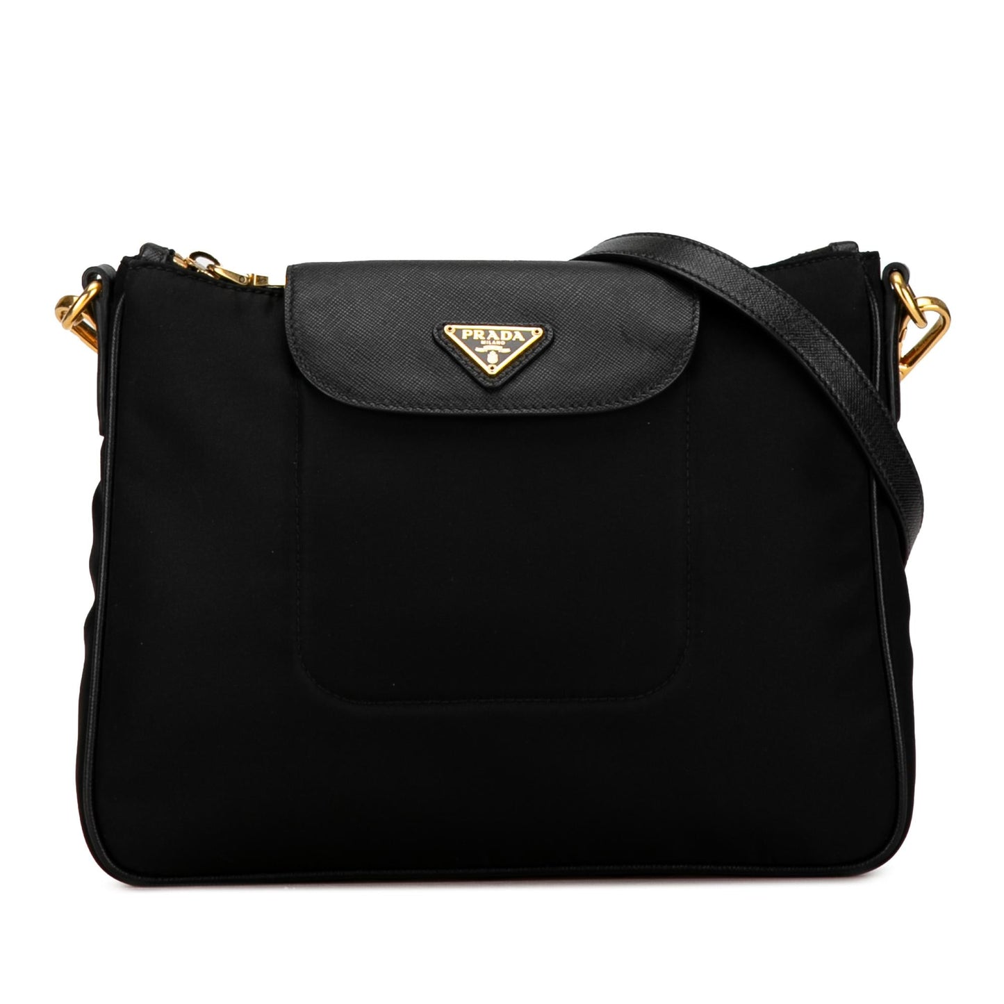 Prada Saffiano Trimmed Tessuto Crossbody (SHG-NtT1b2)