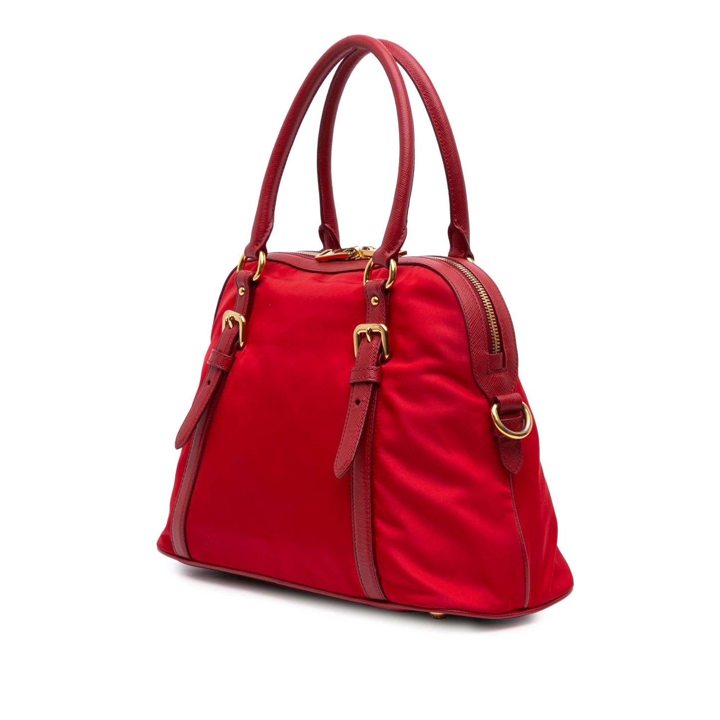 Prada Saffiano Trimmed Tessuto Dome Satchel