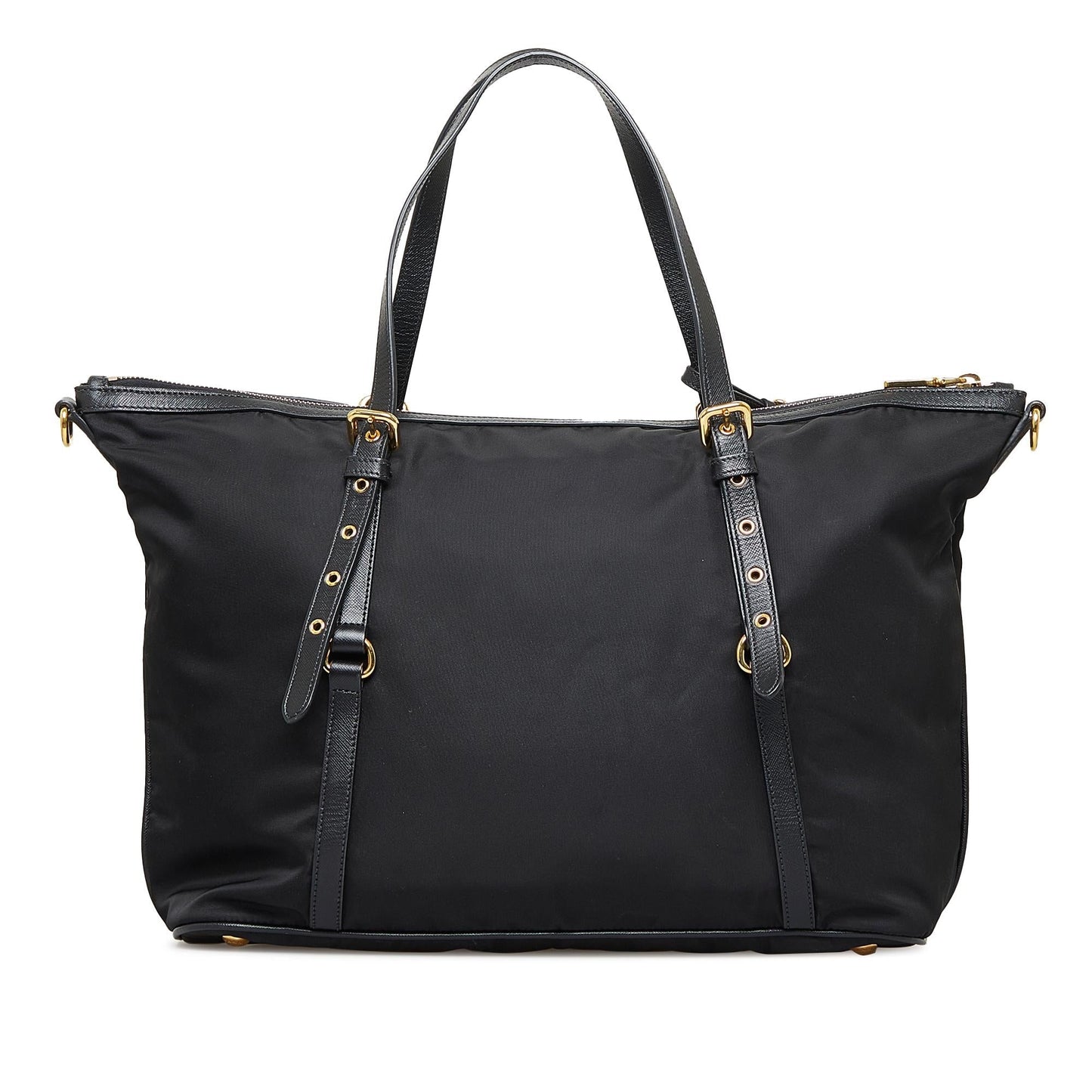 Prada Saffiano Trimmed Tessuto Satchel (SHG-QcoD1P)