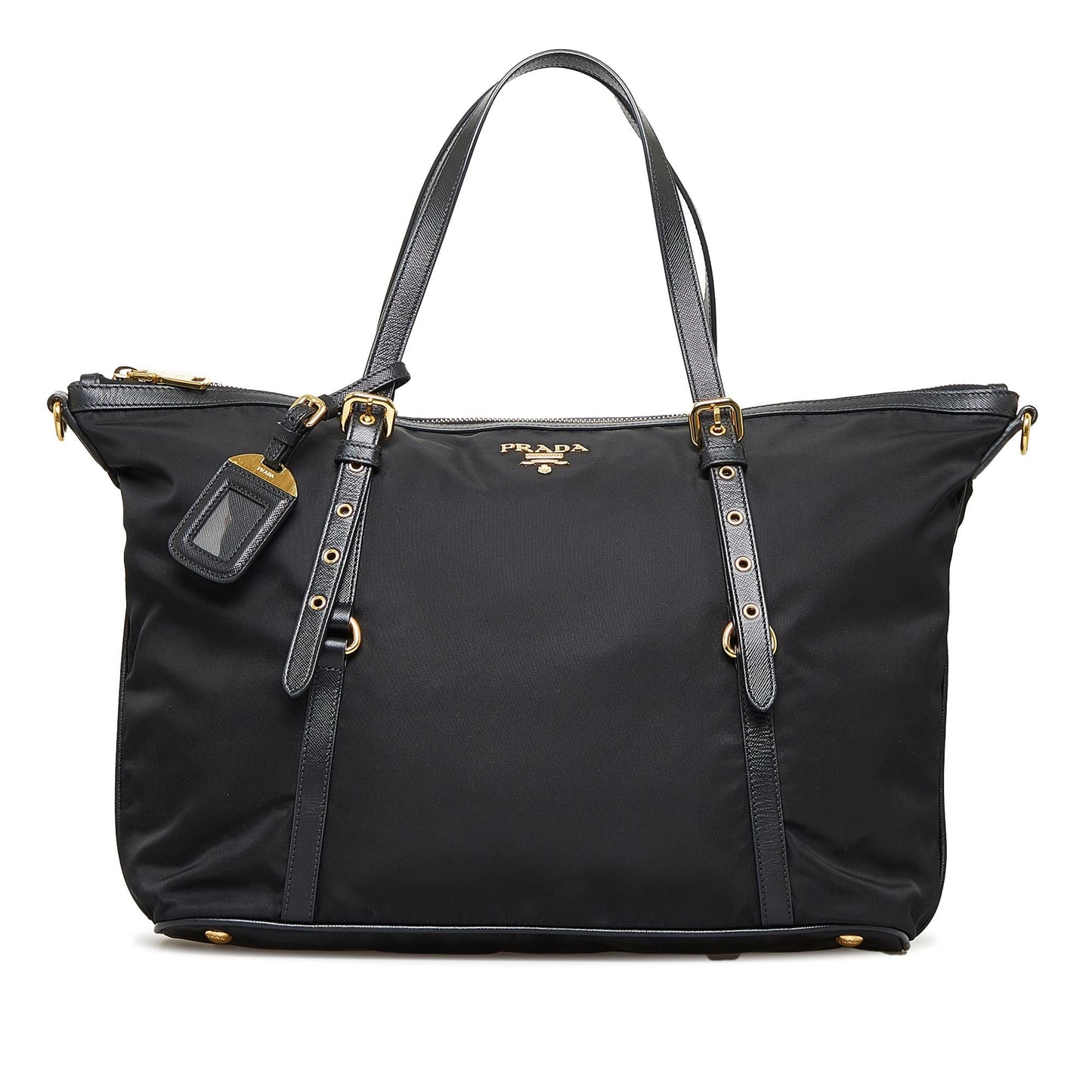 Prada Saffiano Trimmed Tessuto Satchel (SHG-QcoD1P)