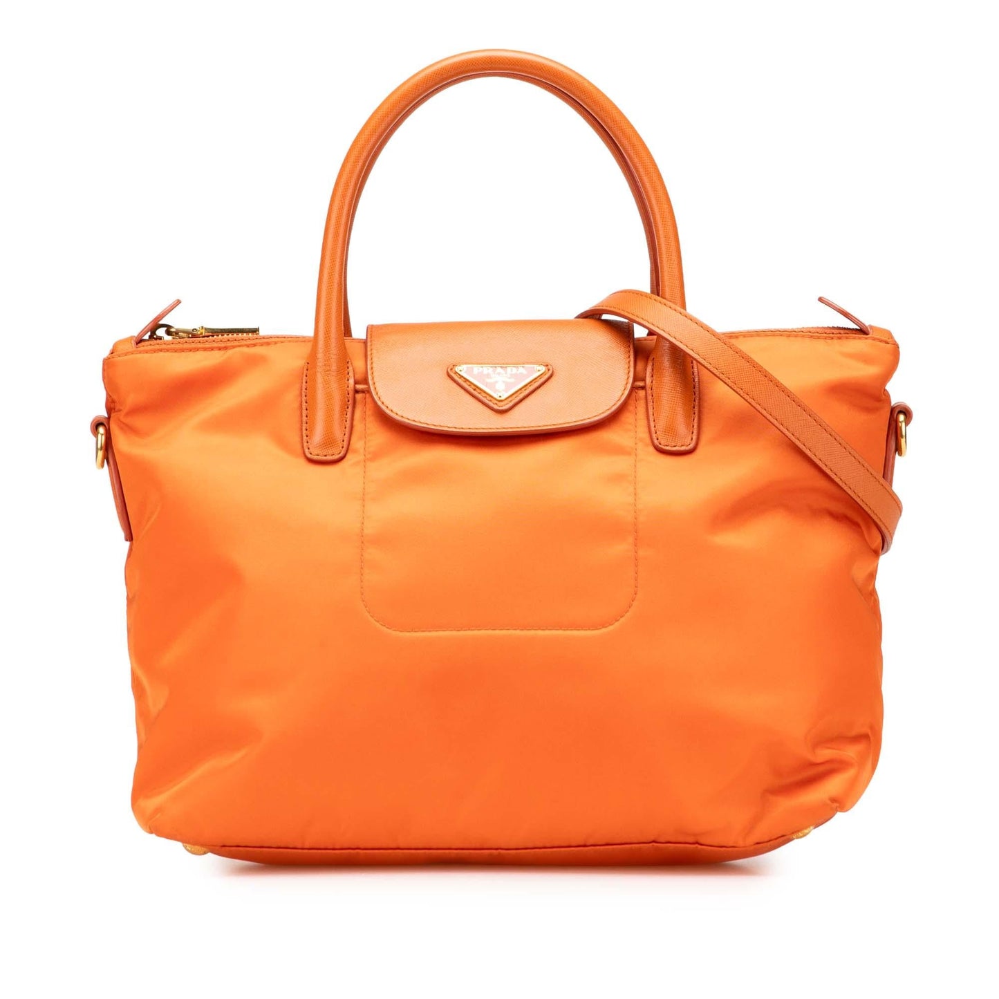 Prada Saffiano Trimmed Tessuto Satchel