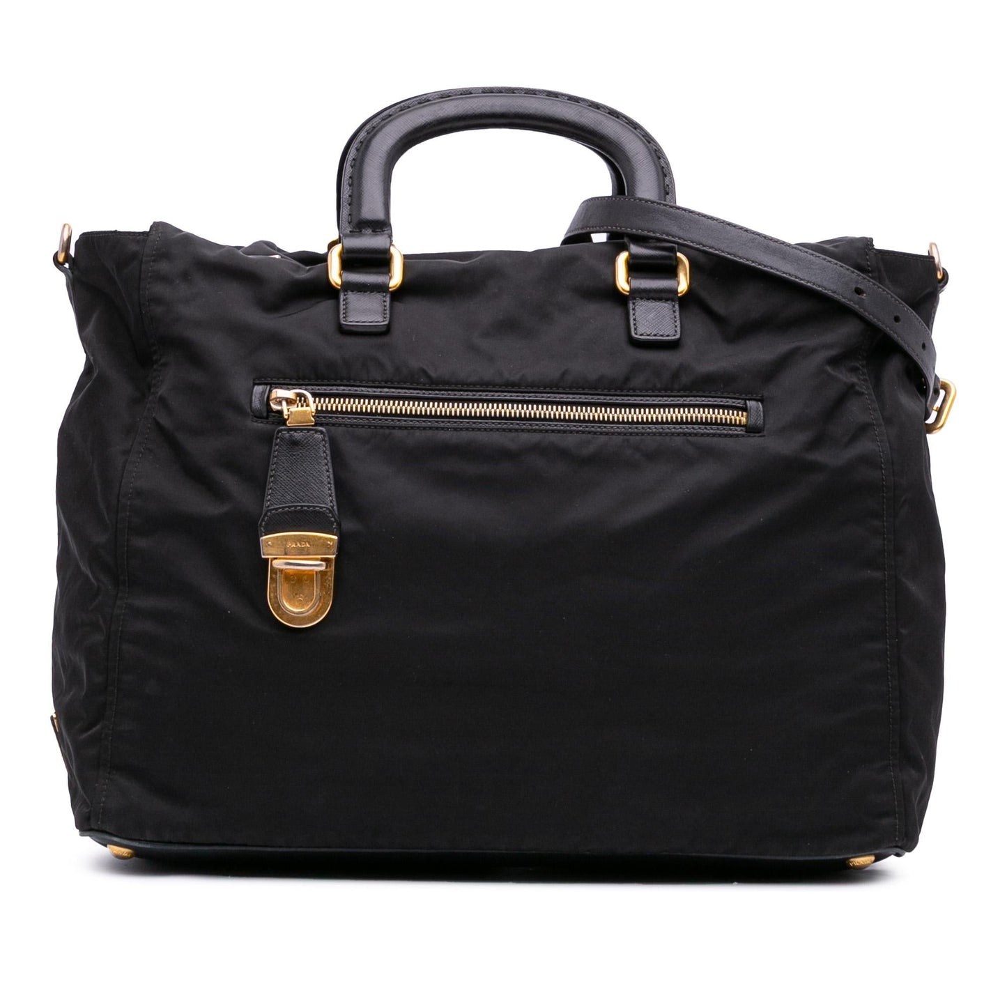 Prada Saffiano Trimmed Tessuto Satchel