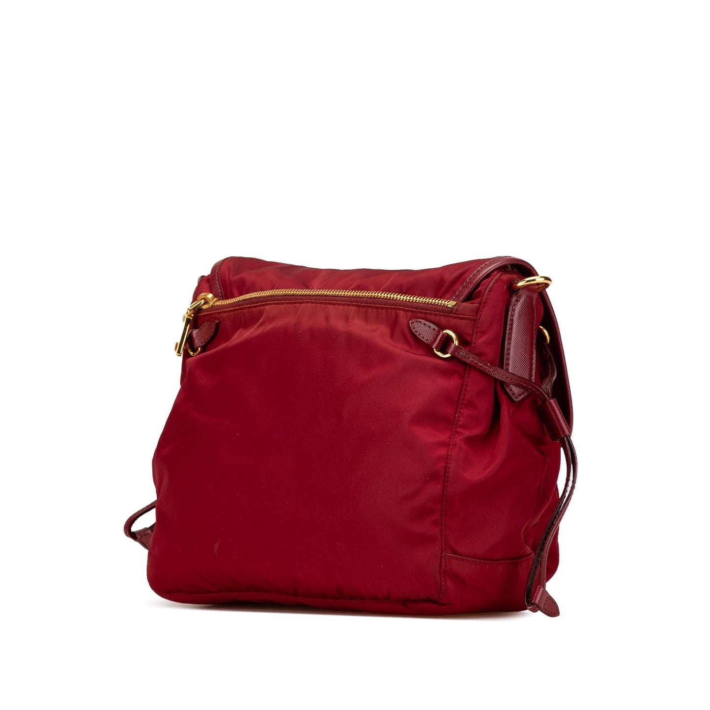 Prada Saffiano Trimmed Tessuto Zip Double Buckle Messenger Bag