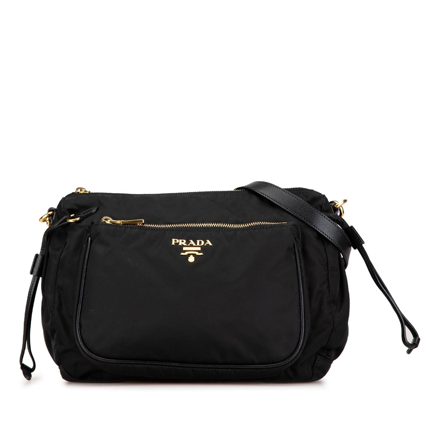 Prada Saffiano Trimmed Tessuto Zip Top Crossbody (SHG-4tbQPP)