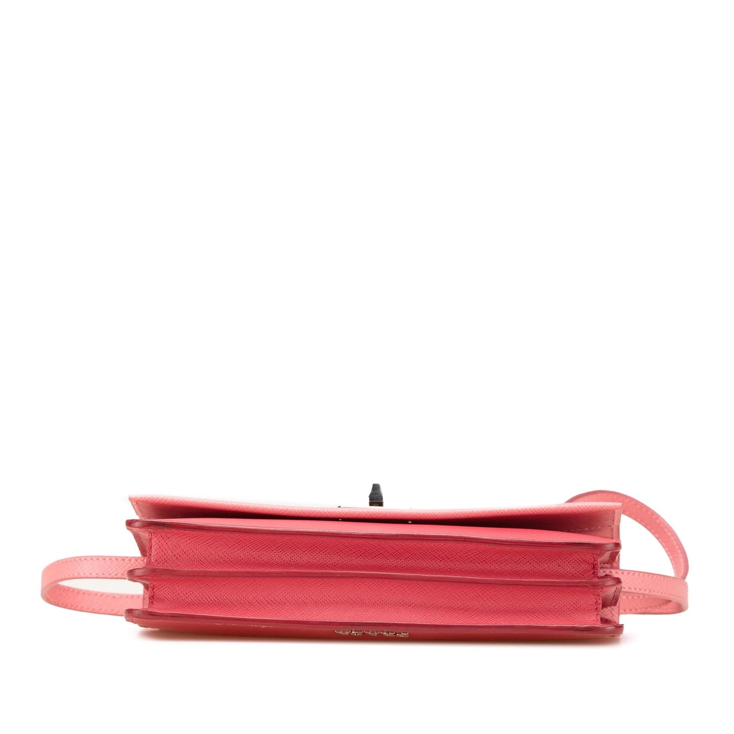 Prada Saffiano Turn Lock Wallet on Strap