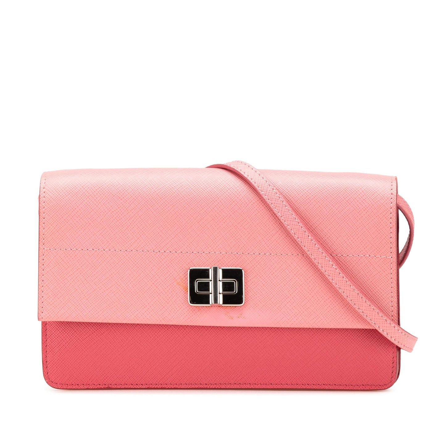 Prada Saffiano Turn Lock Wallet on Strap