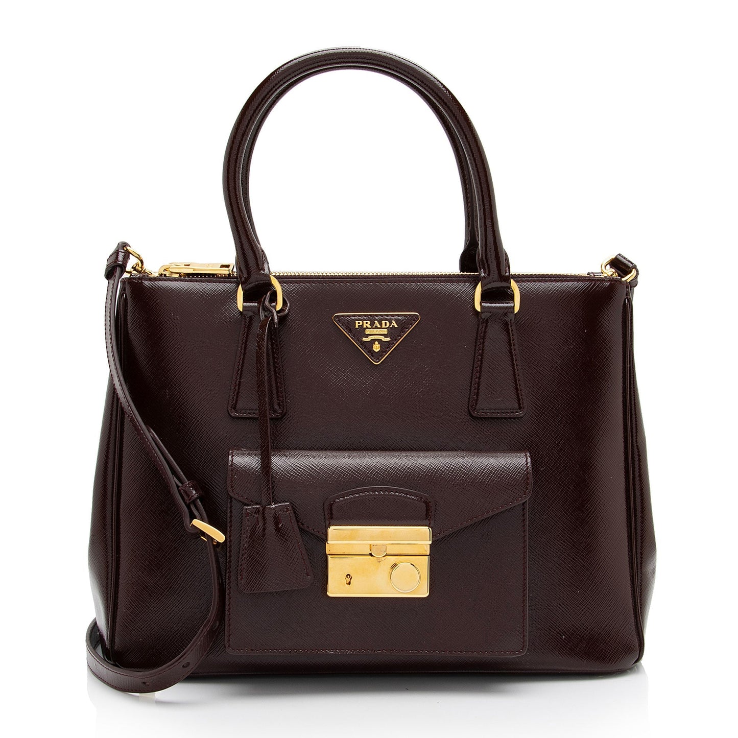 Prada Saffiano Vernice Pocket Tote (SHF-o81NNV)