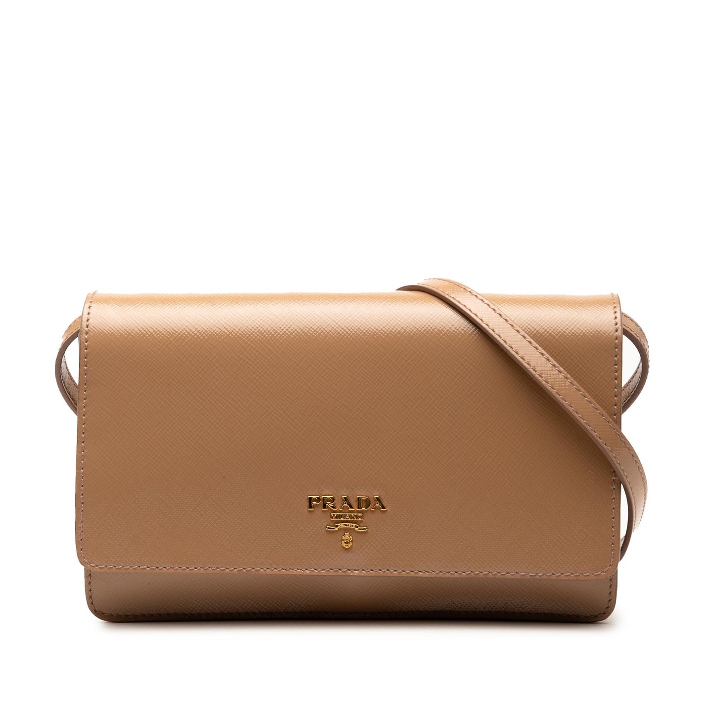 Prada Saffiano Vernice Wallet On Strap