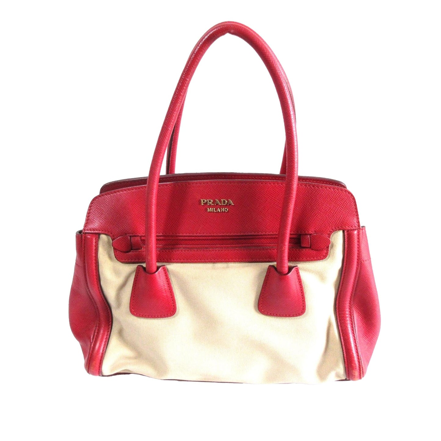 Prada Saffiano and Canvas Frame Satchel (SHG-Iz18Wn)
