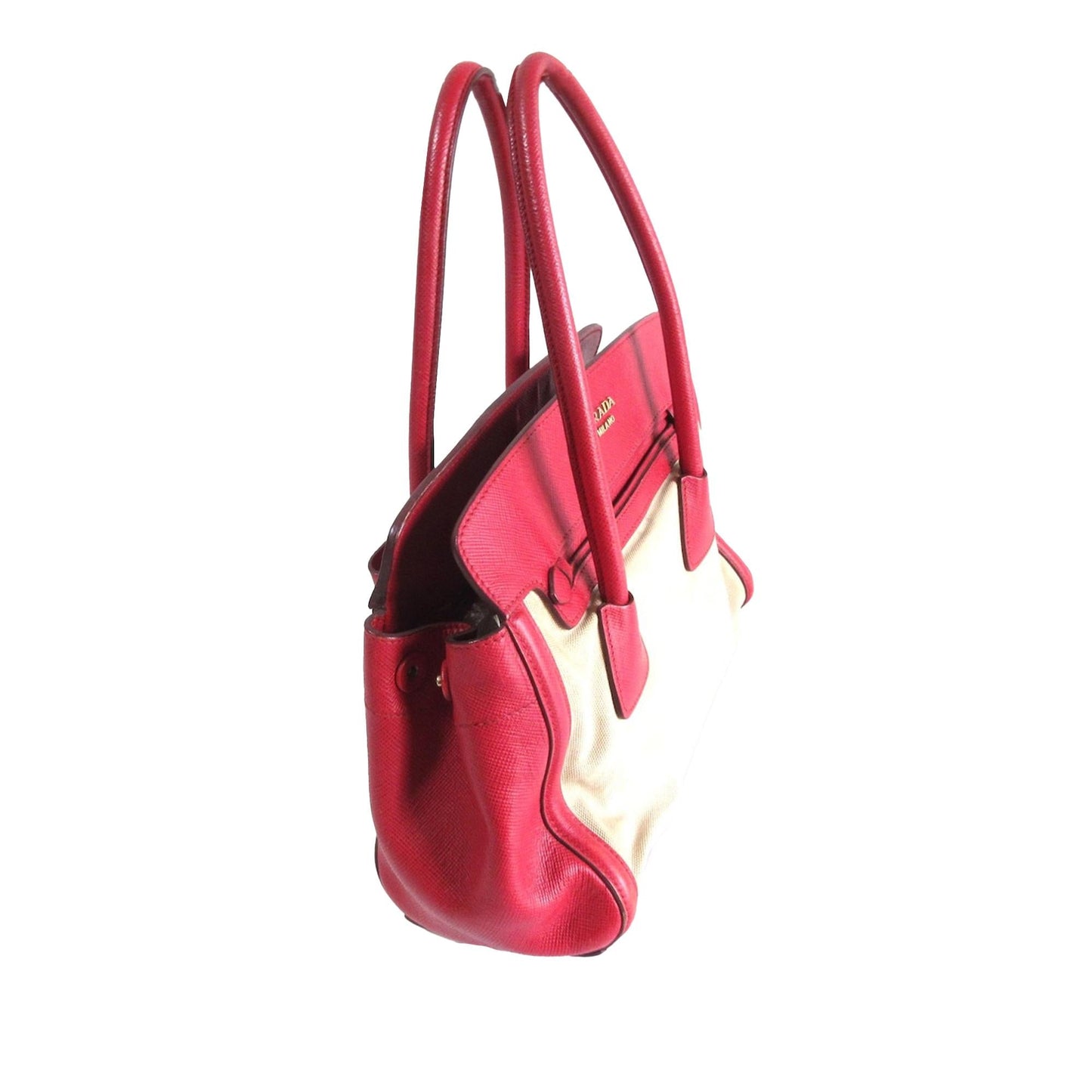 Prada Saffiano and Canvas Frame Satchel (SHG-Iz18Wn)