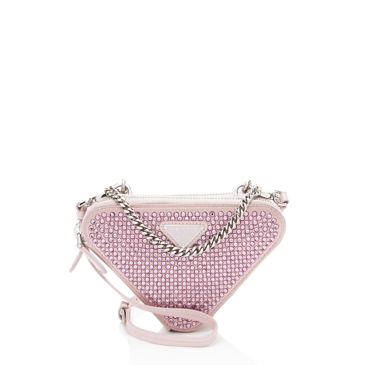 Prada Satin Crystal Triangle Mini Crossbody